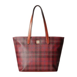 NWT D&B Cranberry Tiverton Plaid Large Zip Shopper